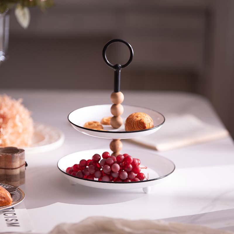 French Double-Layer Romantic Fruit Tray: Elegant Snack & Storage Bowl for Spring Festivals & Entryways