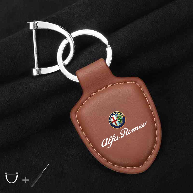 For Alfa Romeo 159 156 147 Mito Giulia Giulietta Tonale Accessoriess Car Shield Leather Keychain Key Ring Pendant Holder Gift