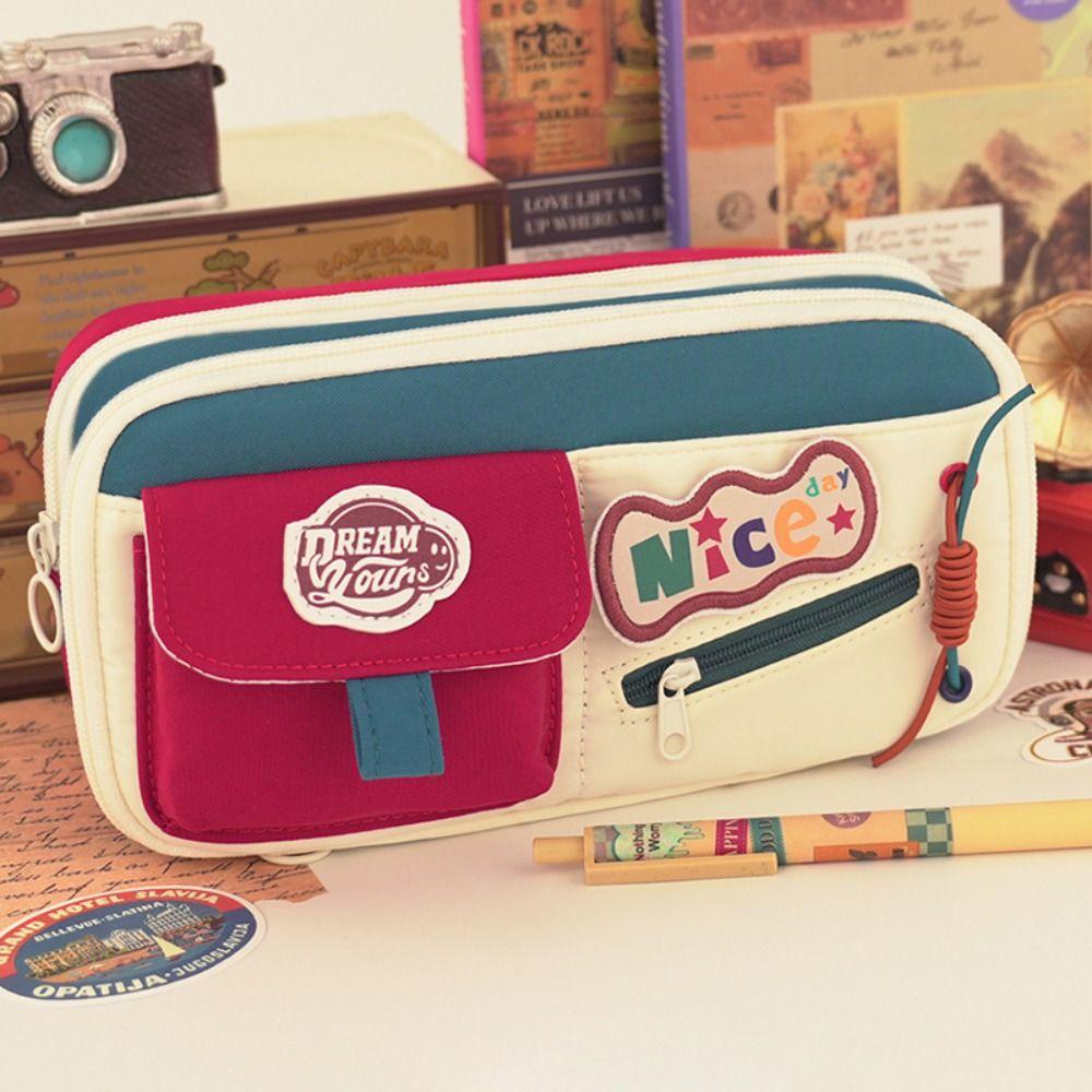 Oxford Cloth Pen Bag Multilayer Pen Box New Pencil Case  Gift