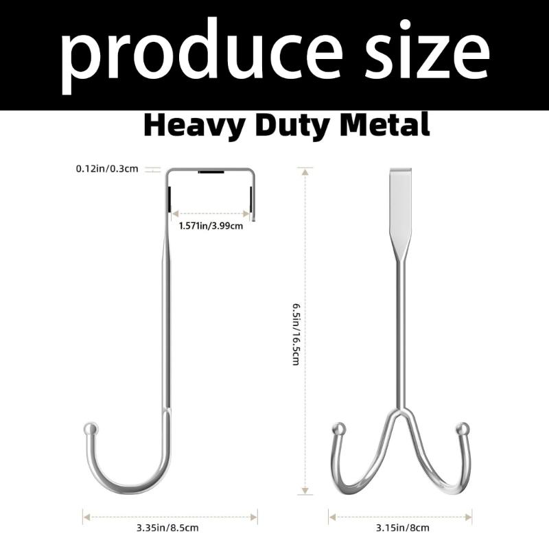 2Pcs Heavy Duty Over The Door Hooks Easy Installation Sturdy Metal Hangers For Coats Bags Towels Clothes