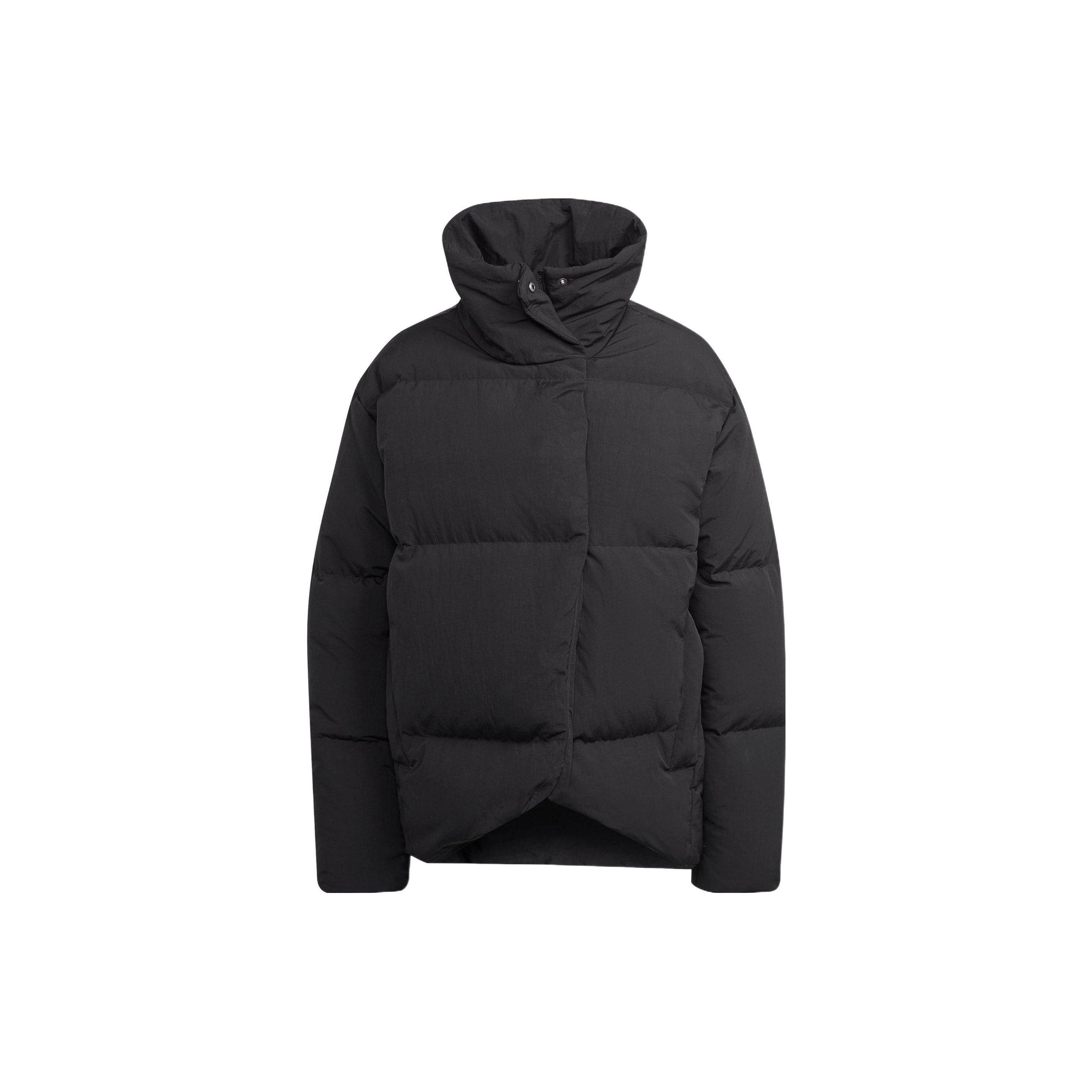 Adidas Big Baffle Down Jacket Loose Fit Water Repellent Puffer Coat Women Black HN9934 M