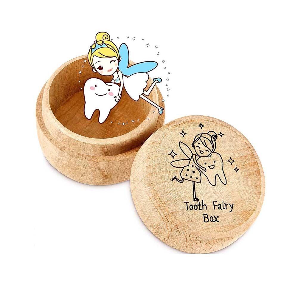 Wooden Milk Teeth Organizer Primary Teeth Tooth Fairy Box Portable Deciduous Tooth Case  Children