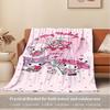 1pc Flannel My Melody, Kuromi, My Melody's FriendsThrow Blanket, Cartoon Truck Pattern Printed Blanket, Warm Cozy Soft Blanket For Couch Bed