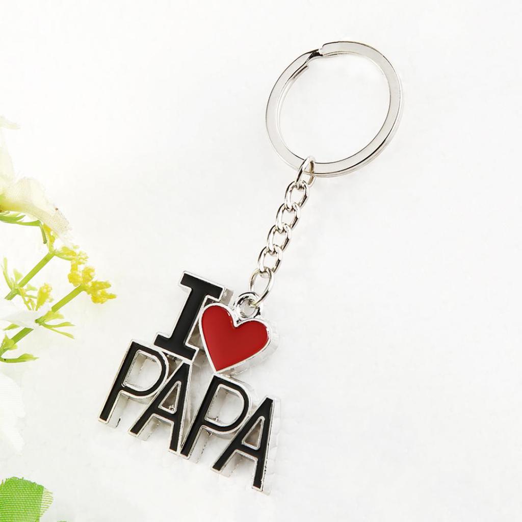 Fashion Creative Alloy Keychain Keyring I LOVE PAPA Pendant Gift for Father Dad