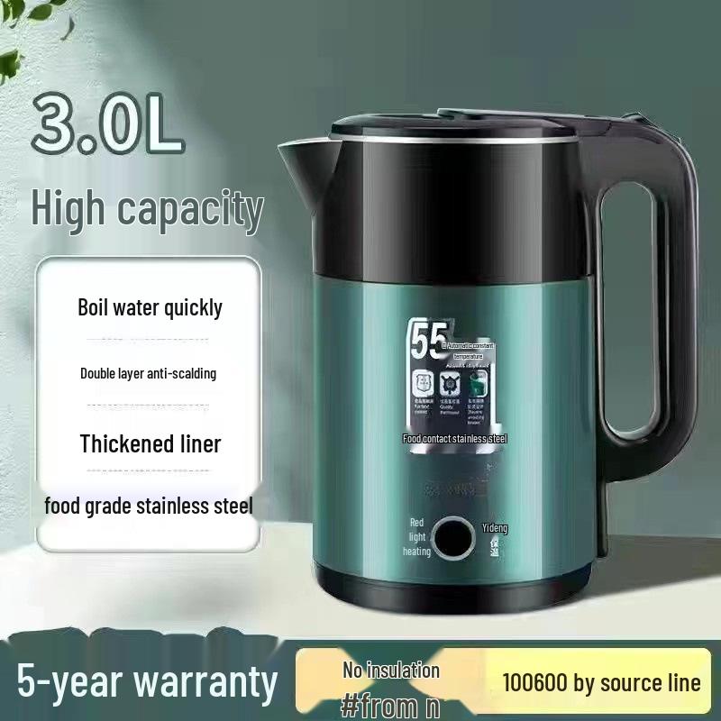 Large Capacity Electric Kettle with Auto Power-Off and Anti-Dry Burn Protection