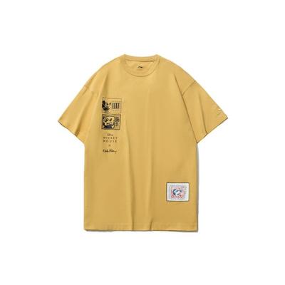 X Disney Co-Branded Mickey X Keith Haring Collection Print Loose-Fit Sports Short Sleeve T-Shirt Men Tops Light-Ochre-Yellow AHSR501-3