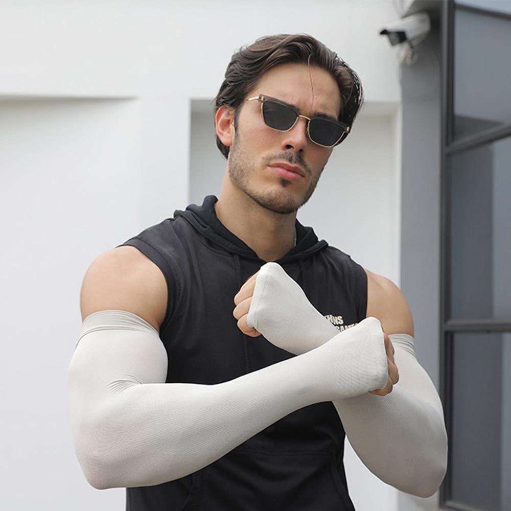 Anti-sunburn Sleeve UV Solar Arm Sleeves Plus Size Men Cycling Sleeve Cool Muff Summer Elastic Sun Screen Sleeves Arm Cover