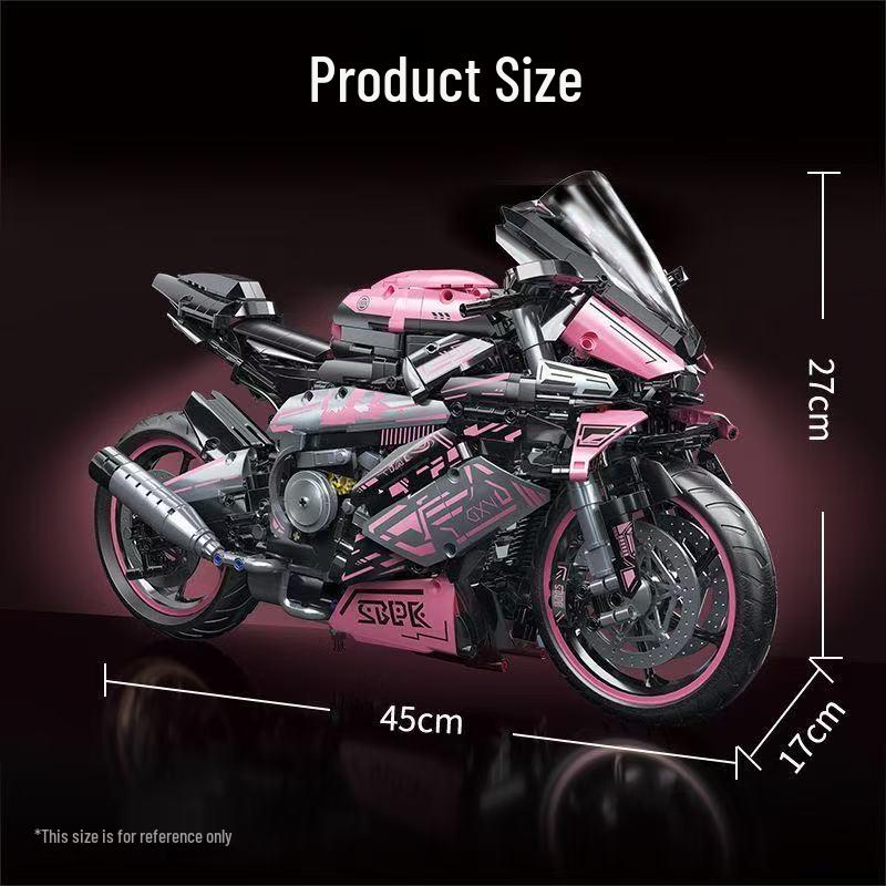 Compatible Pink BMW Motorcycle Model: Trendy Educational Toy for Boys - Lego Brick Assembly