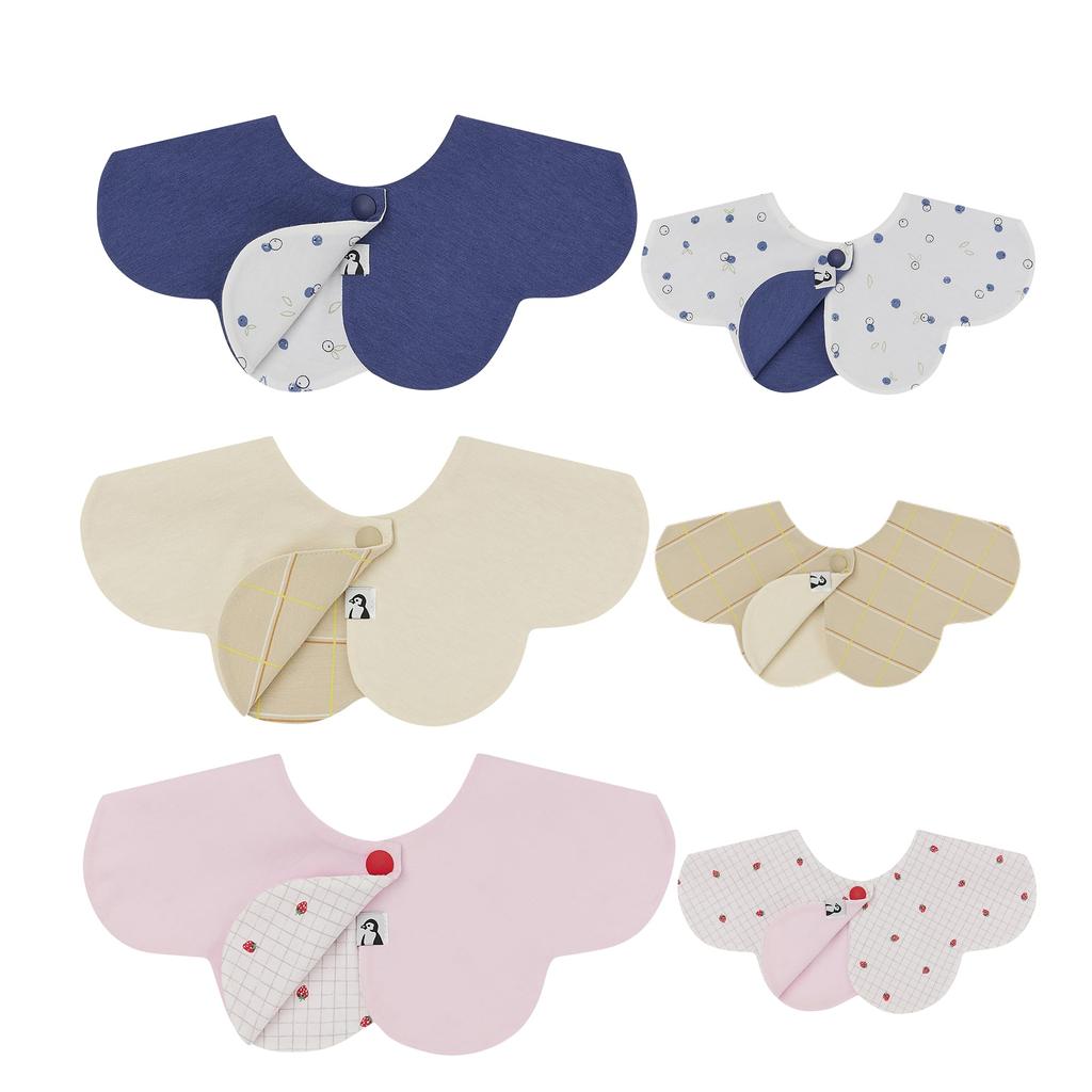 Konny Reversible Bib Set of 3 Baby Bib Rolling Absorbent and Quick Drying Simple for Girls and Boys Baby Coordination Baby Shower Gift Stylish Present