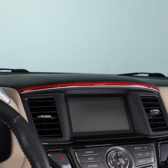 Red Carbon fiber Center Console trim strip Sticker For Nissan Pathfinder 2013-18
