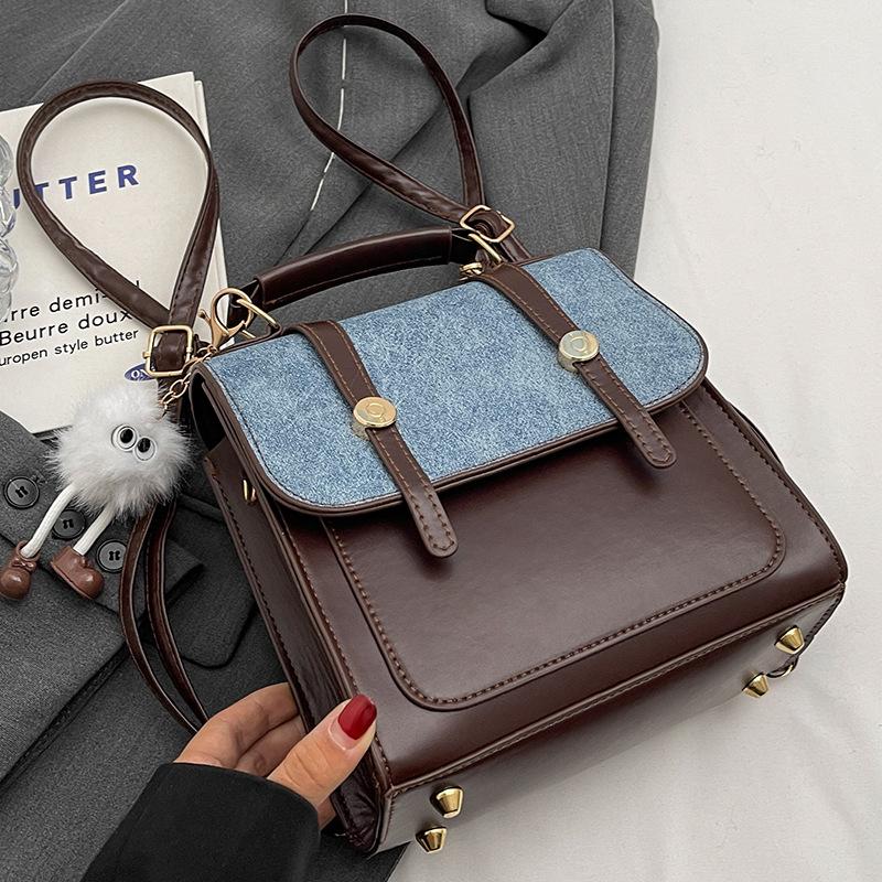 Vintage Rucksack Damen Schulter Umhängetasche Nische Textur Handtasche Student Multifunktionaler Rucksack