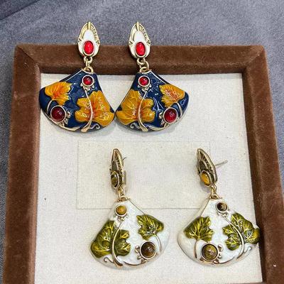 Dripping Maple Leaf Fan Earrings New Chinese Niche Versatile Earrings Light Luxury Temperament Premium Earrings