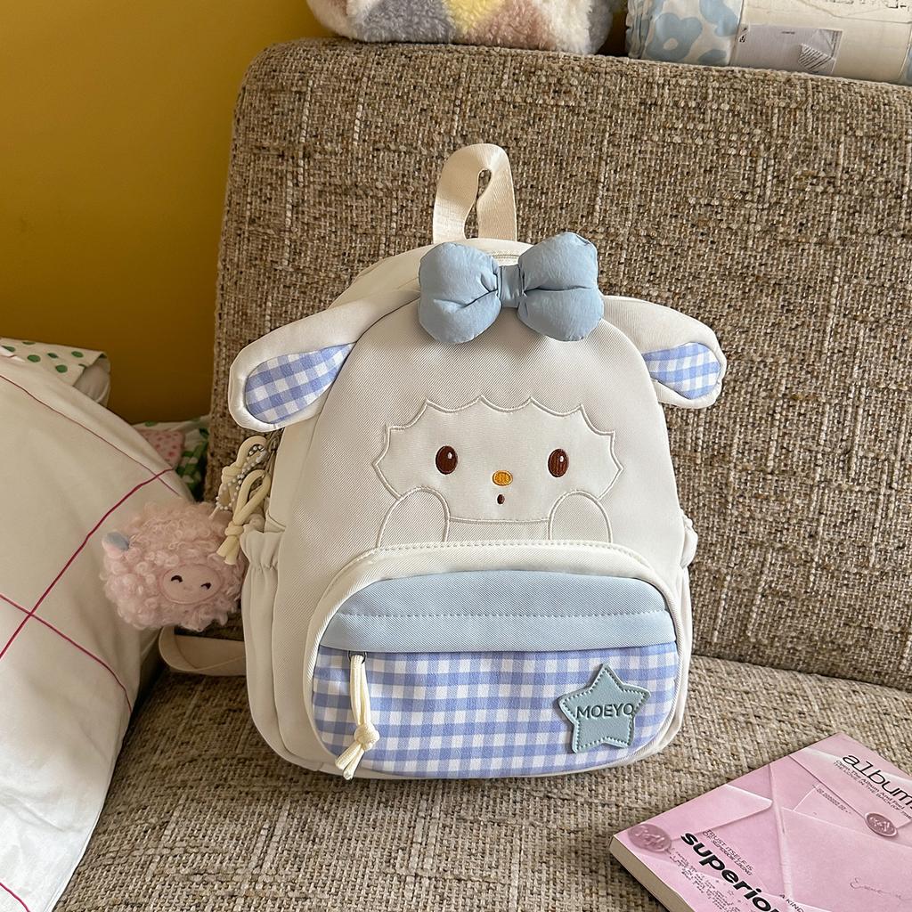 Schoolbag Japanese Ins Soft and Cute Childlike Lamb Backpack Primary School Students Holiday Sweet Travel Clock In Small Backpack