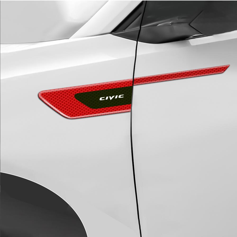 xwbfn6 Car Reflective Decorative Sticker Fender Safety Warning Anti-collision Strips For Honda City Jazz Accord CR-Z VTEC Vezel Insight