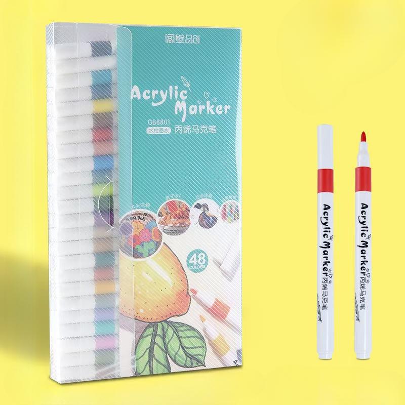 

Набор из 12-80 цветов, акриловая краска, маркер, наскальная живопись для детей, граффити, камень, керамика, стекло, дерево, товары для творчества 48 Colors