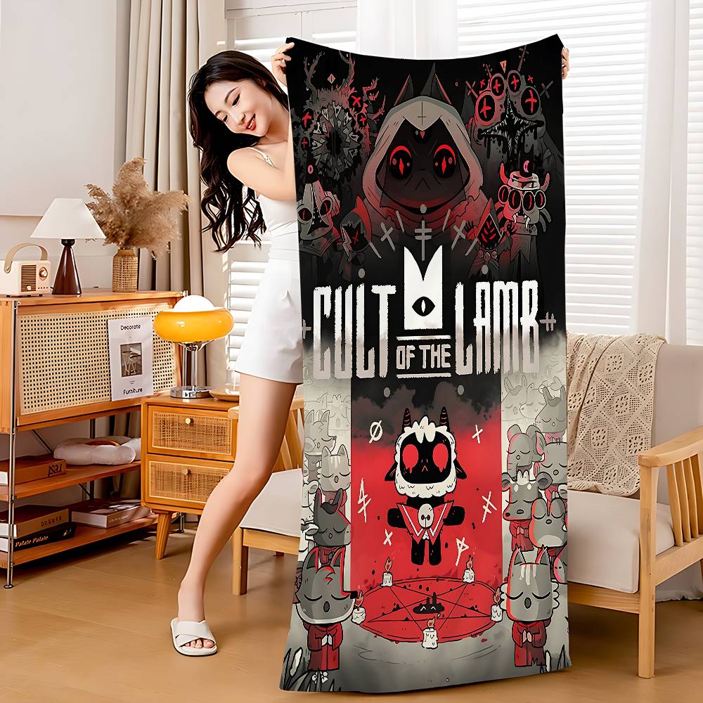 Game Cult Of The Lamb Microfiber Blanket Quick Drying Beach Towels Oversized Printing Super Absorbent Pool Towel Blanket