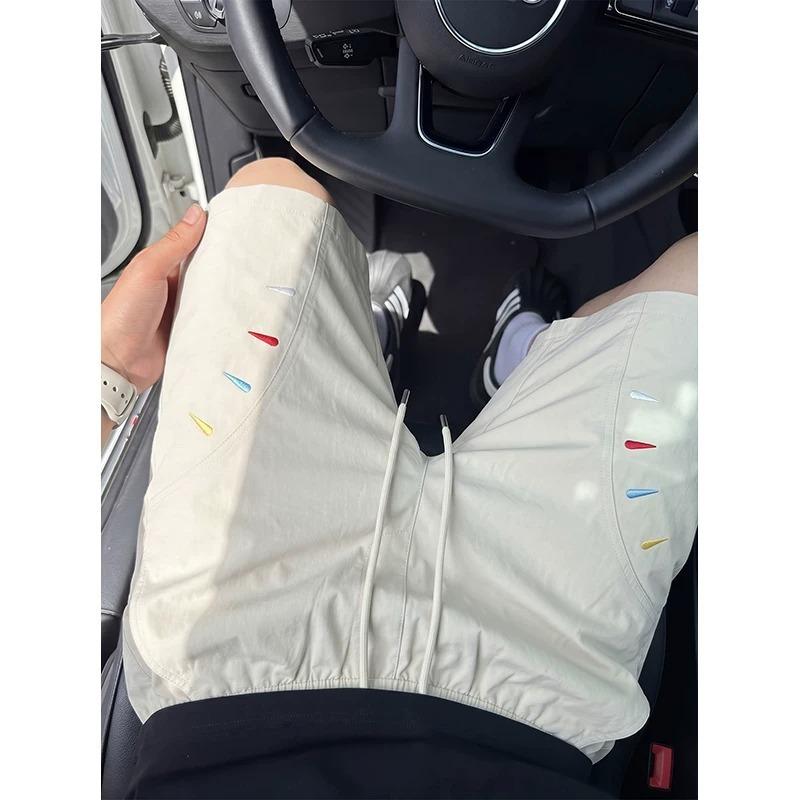 American miter embroidered quick-drying shorts men's summer sports and leisure straight-leg pants trendy ruffian handsome loose wide-leg pants