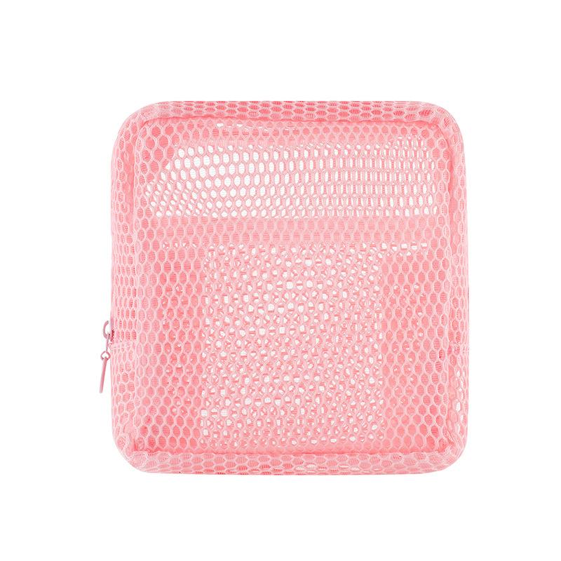 Square Mesh Cosmetic Bag Portable Lipstick Cosmetic Storage Bag With Zipper Multi-Purpose Sundries Storage Bag Cute Student Case