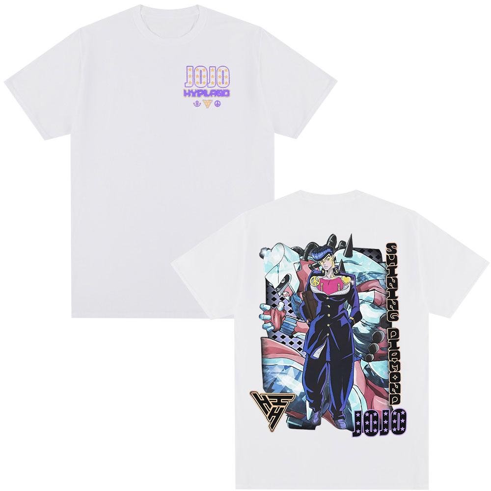 Anime JoJo Bizarre Adventure Tshirt Higashikata Josuke Manga Tshirts Mens Women Fashion Casual Loose Short Sleeves T Shirt