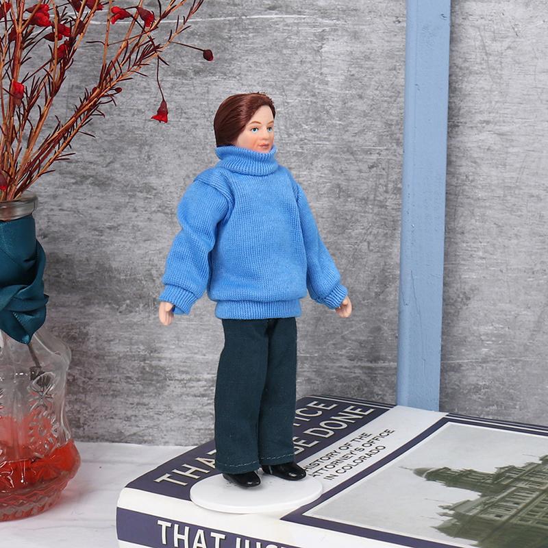 1/12 Dollhouse Miniature Porcelain Doll People Model Beautiful Youth Boy Girl Decoration Doll House Plaything For Kids