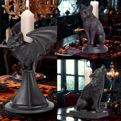 Gotický svícen T, Svícen ve stylu vlka Halloweenské dekorace Pryskyřičné imitace řemeslných výrobků Dekorace na domácí stůl Vánoční dekorace