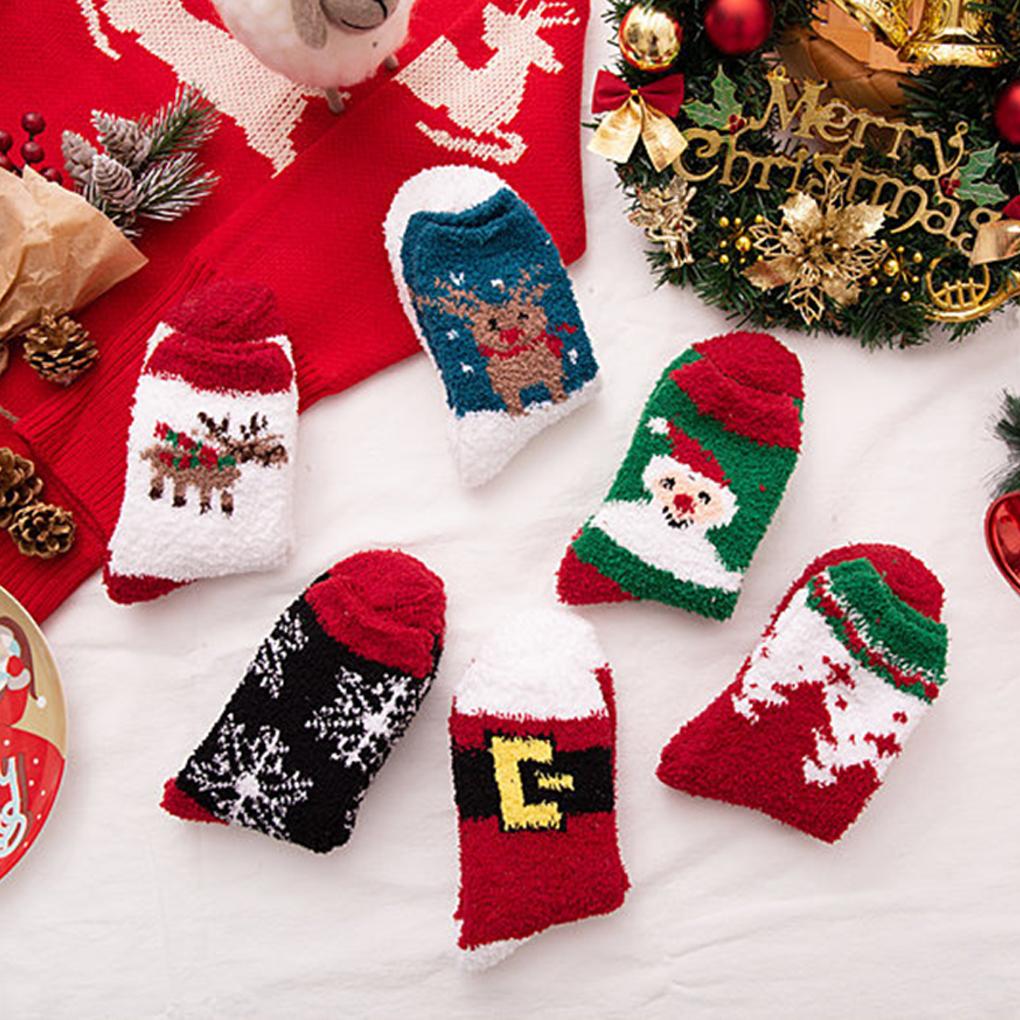 Winter Socks Christmas Stockings Floor Socks Polyester Fiber Socks For Women Girl Gift