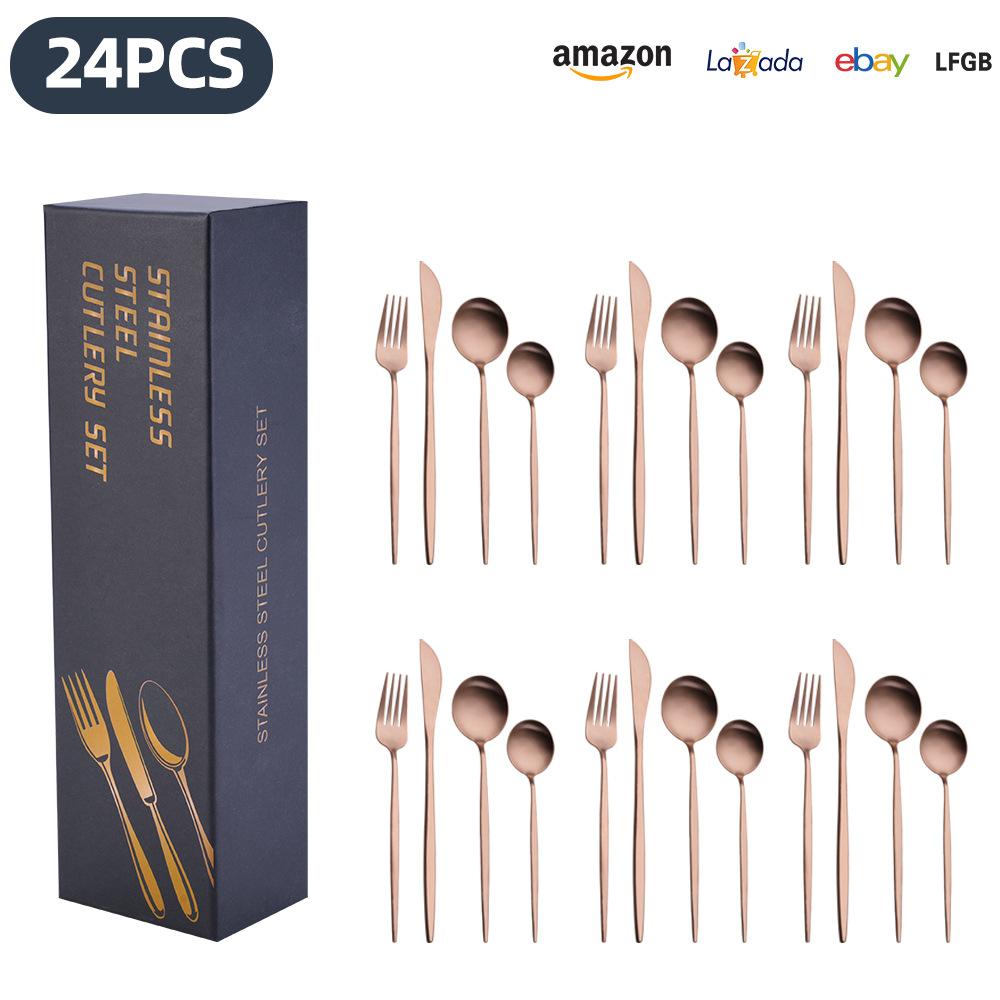 25 Years of New Stainless Steel Tableware Set, Tableware Portuguese Knives, Forks and Spoons 24-piece Gift Box Set