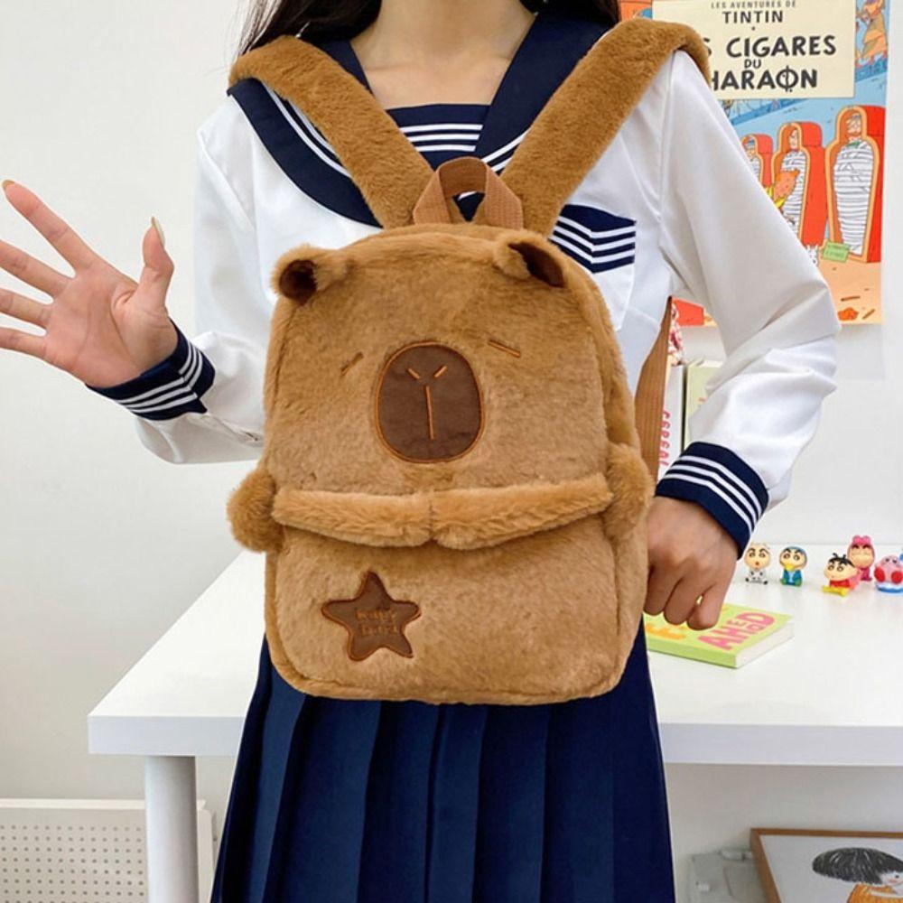 Big Capacity Capybara Crossbody Bag Large Capacity Capybara Plush Bag  Kids Birthday Gift