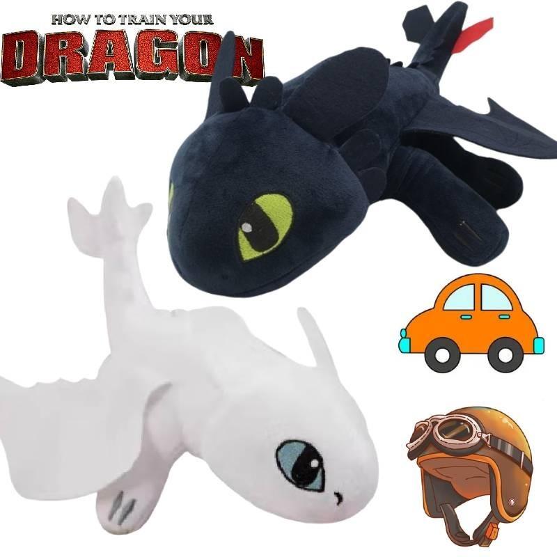 Toothless Dragon Helmet Sucker Plush Motorcycle Decoration 20cm Black