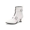 Chunky Heels Ankle Boots Women Pointed Toe Winter Shoes Women Belt Buckle Big Size Botas Custom Denim zapatos mujer WSH4726