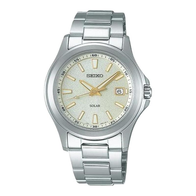 

SEIKO Spirit 100 meters waterproof solar Quartz Steel Strap 37mm men s watch white dial SBPN069 белый