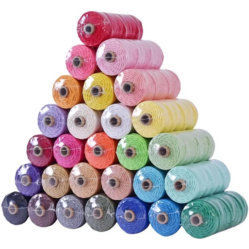 4mm Waterproof Hot Sale Colorful DIY Craft Twine Satin Cord Twisted Cord Natural Macrame Cotton Rope for Bags & Shoes