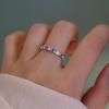 Beixi Women's High-End Sterling Silver Cross Ring with Rainbow Zirconia - Niche Luxury Cool Style
