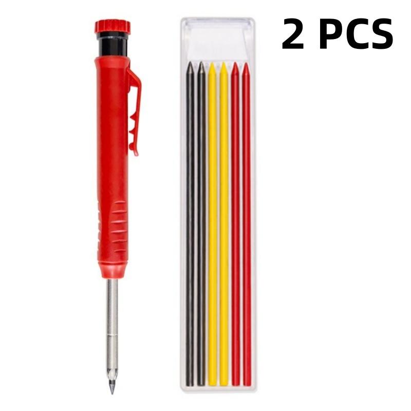 Solid Carpenter Mechanical Pencil with Sharpener Woodworking Drawing Pencil Tools 3 Colors Refill Construction Stationery