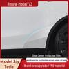 Tesla Model Y/3 Rear Door Protective Film - New Version, Triangle Area, Anti-Transparent, Bright Black, TPU.