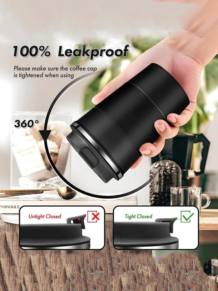 1PC 380/500ml Travel Mug With Leakproof Lid Insulated Reusable Coffee Mug Stainless Steel Thermal Coffee Cup Office School