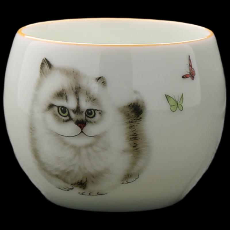 ZISIZ Милая кошка Керамическая чайная чашка Подарочный набор