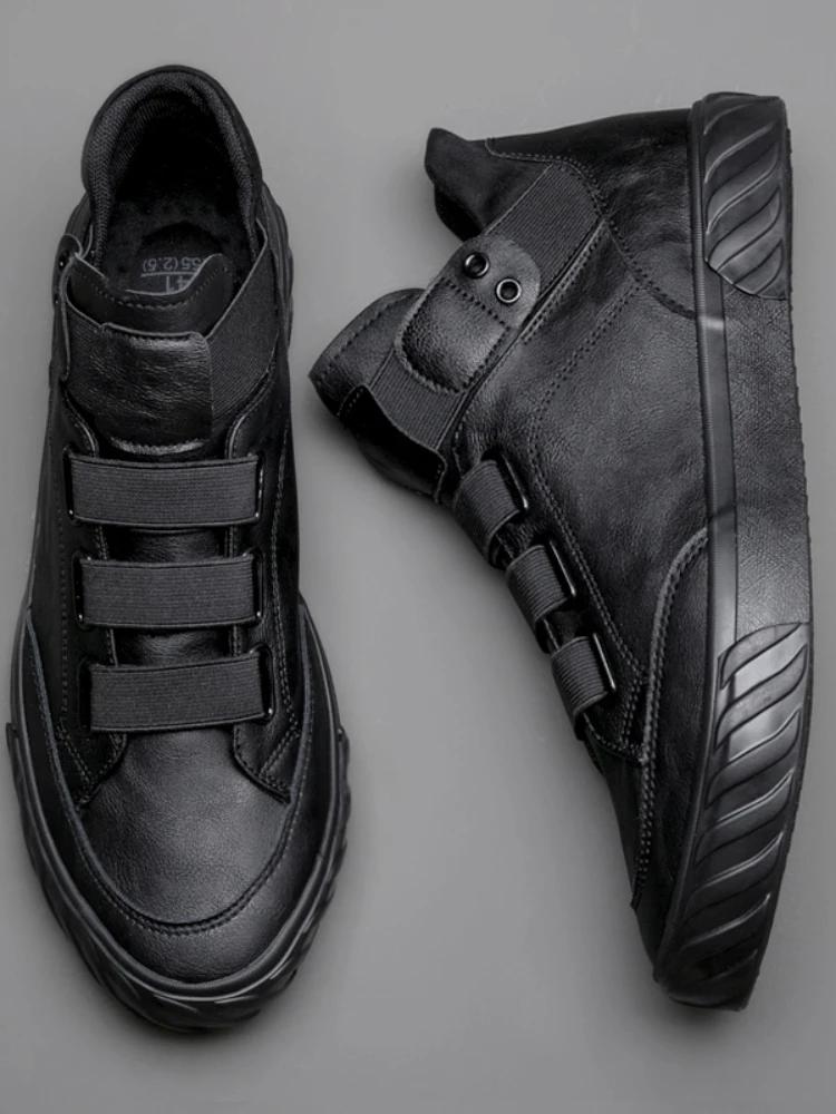 Fashion 2024 Men's Leather Shoes Korean Trend Comfortable Loafer British Fashion Men High Top Sneakers New Moccasins Zapatos De Hombre