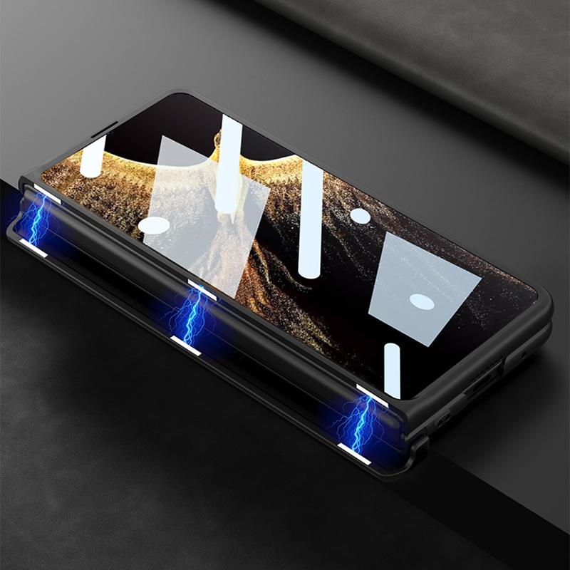 GKK For Honor Magic Vs 5G Case Magnetic Hinge Matte Phone Cover with Tempered Glass Film