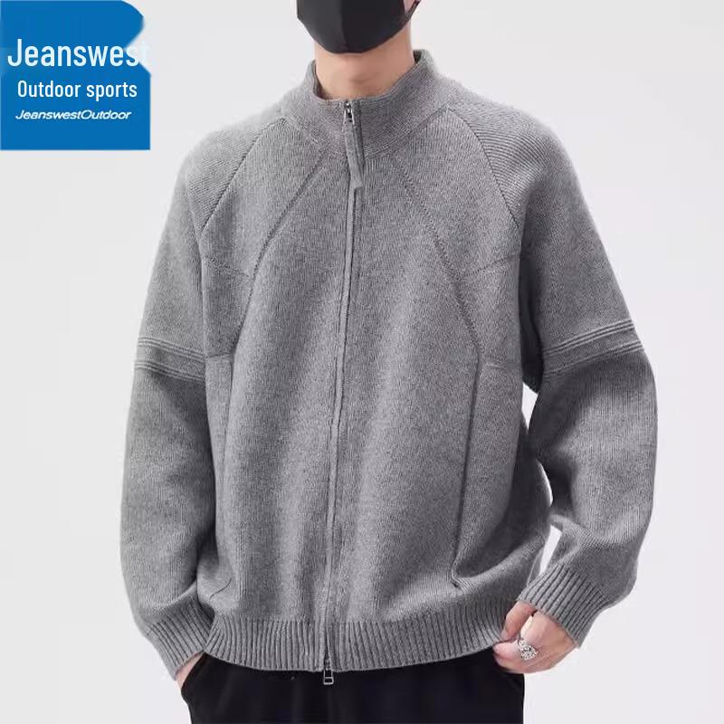 

Jeanswest Men s Stand-Collar Double-Zip Knit Cardigan L