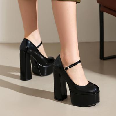 Scarpe con Tacco Alto e Plateau Mary Jane in Vernice con Cinturino alla Caviglia 2026