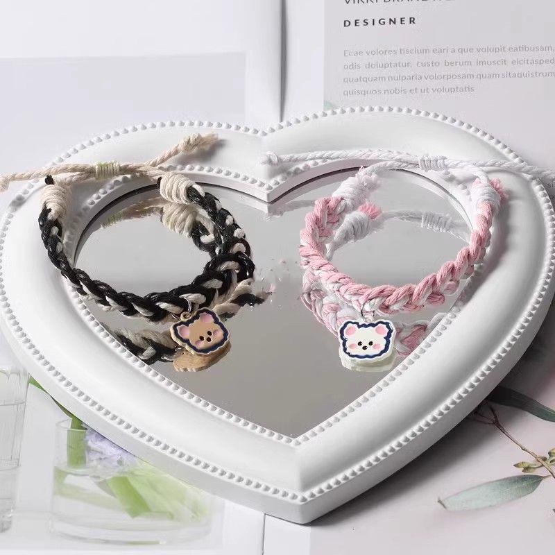 High-Value Cartoon Bestie Trio Magnetic Bracelets: Cute Bear Woven Adjustable Hand Rope for Couples