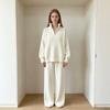 Womens Oversized Knit Sweater Wide Leg Pants Set Casual Solid Color Lounge Outfit Winter