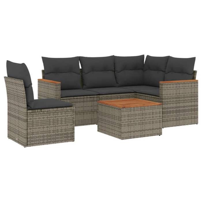 VidaXL Garden Lounge Set with Cushions 6 Pcs, Patio Sofas, Patio Furniture Set, Outdoor Furniture, Grey 3225983