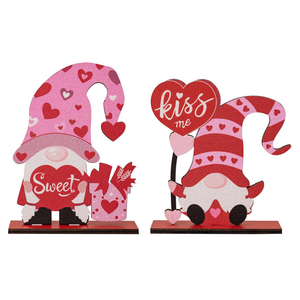 Romantic Valentine's Day Wooden Decor Heart Shaped Rudolph Figurine For Home Decoration