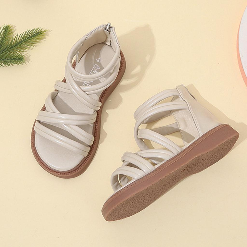 Mädchen Sandalen mit weicher Sohle und Reißverschluss hinten Bequeme Outdoor-Kleidung Leichtes flexibles Riemendesign Geeignet für Strand und Freizeit