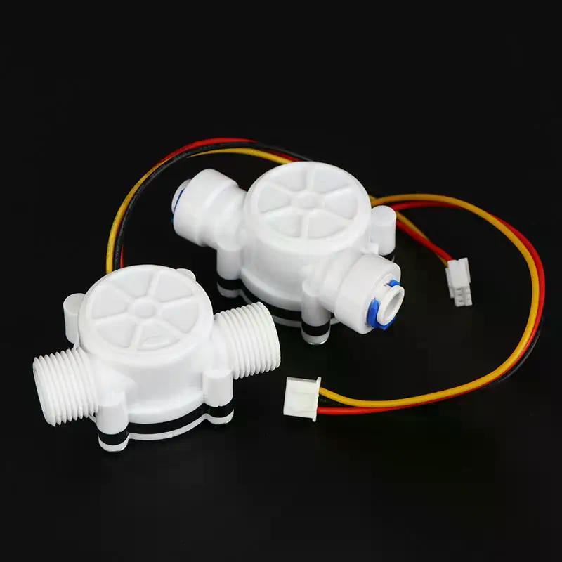White PE Hall Effect Digital Liquid Flow Sensor - YF-S401/S402 G1/2/G3/4 Inline Meter for RO Water Purifier Machine