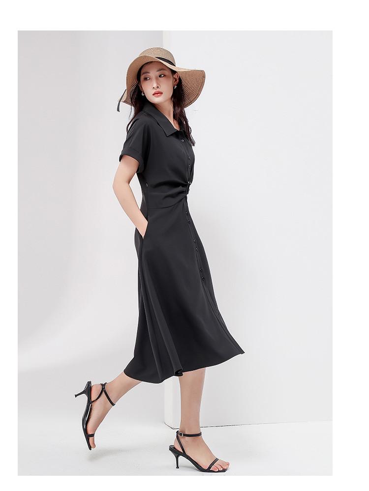 Shirt Skirt, Summer Commuting Temperament, Simple Women's Mid Length Dress