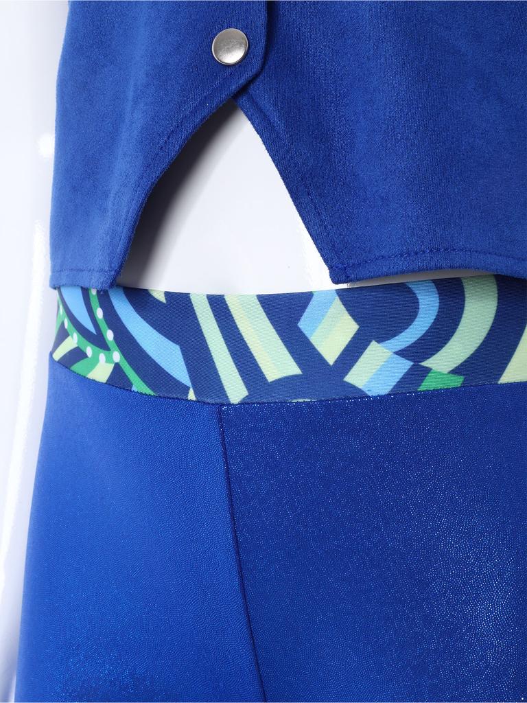 Jenter Diskokostyme Lappeteppe Trykte Bukser Skinnende Metallisk Elastisk Midje Klokkebunn Design Rollespillfester