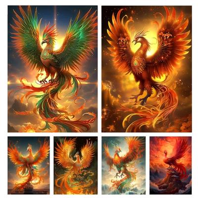 DIY Diamond Painting Fire Phoenix Cross Stitch Kit Mosaic Art Diamond Painting Full Circle/Square Diamond Home Decoration